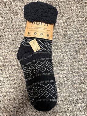 Born Black and Gray Patterned Thermal Crew Socks